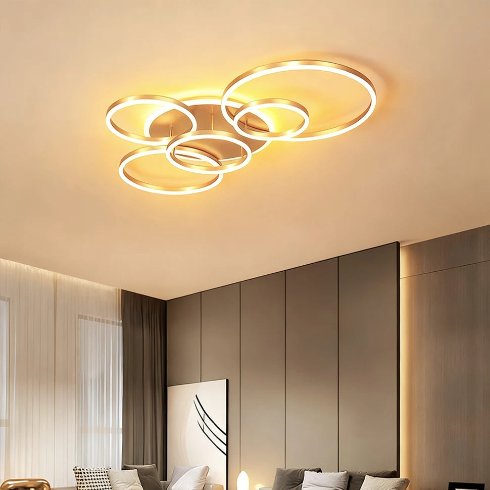 Lampadario a LED, Luci da Soffitto Moderne ad Anello in Acrilico, Illuminazione Intelligente per Hotel, Lobby, Soggiorno