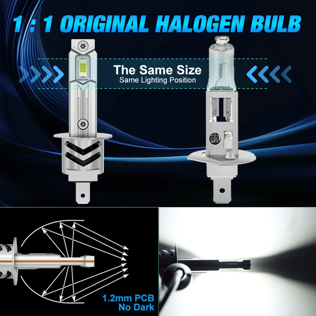 XSTORM H1 Lampadine LED Canbus 60000LM 100W H3 H7 Fari LED con Ventola H1 Turbo Lampade Fari Auto Plug & Play 6000K 12V