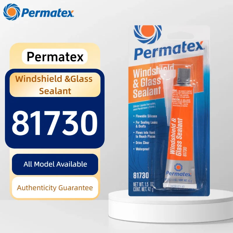 Permatex 81730 Sigillante Siliconico Fluido Trasparente Impermeabile per Parabrezza Auto, Riparazione Perdite Finestrini, Tettuccio e Fari