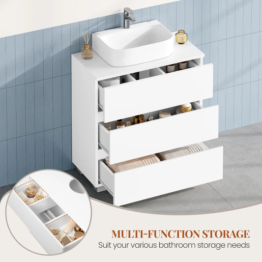 Mobile da bagno con 3 cassetti grandi, 30 x 60 x 63 cm, mobile base da bagno con piedini, mobile da toeletta indipendente