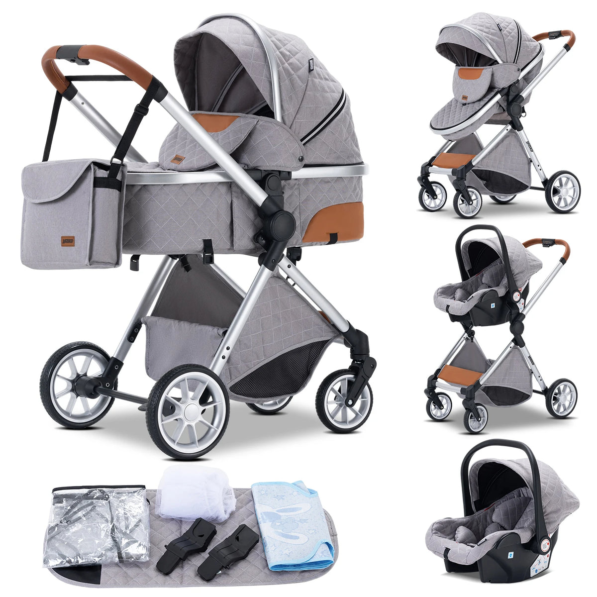 Passeggino 3 in 1 Passeggino multifunzionale Facile da viaggio pieghevole Seggiolino di sicurezza per carrozzina portatile Standard UE Spedizione gratuita