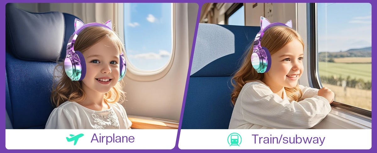 Cuffie wireless Unicorno per bambini Ragazze Auricolari Bluetooth Cuffie pieghevoli con orecchie di gatto per viaggi scolastici Cuffie per bambini