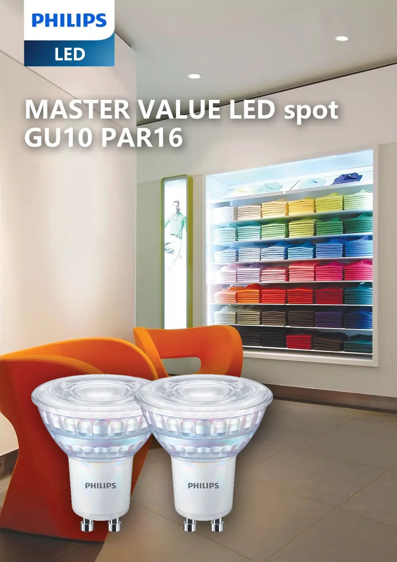 Philips LED GU10 PAR16 MASTER Value 5.5W (=80W Alogeno) 220-240V 36 ° Faretto Orientabile Dimmerabile LED Bianco 2700K 3000K 6500K
