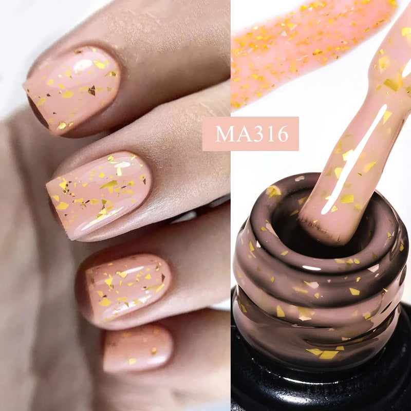 MEET ACROSS 7ml Gelatina Nuda Shimmer Base in gomma Gel Glitter Rosa Viola UV/LED Nail Art Vernis Gel Smalto per manicure Unghie FAI DA TE