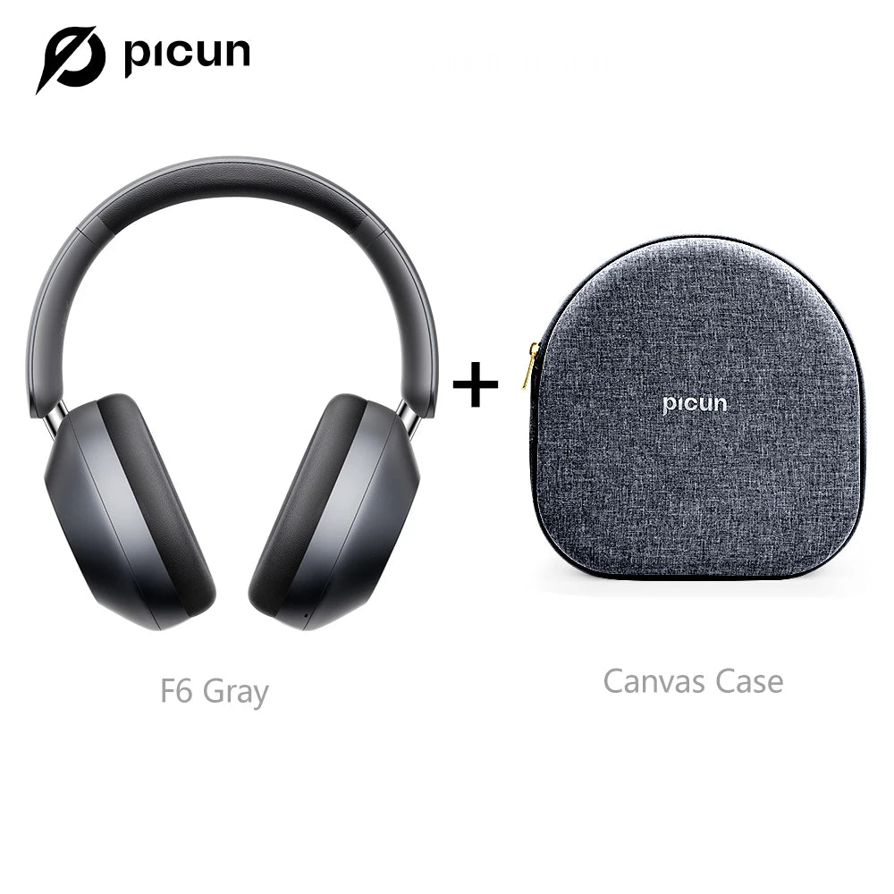 Picun F6 Cuffie wireless con cancellazione attiva del rumore Monitoraggio della testa Audio 3D 40mm Cuffie Bluetooth ANC ad alta risoluzione Controllo APP HIFI