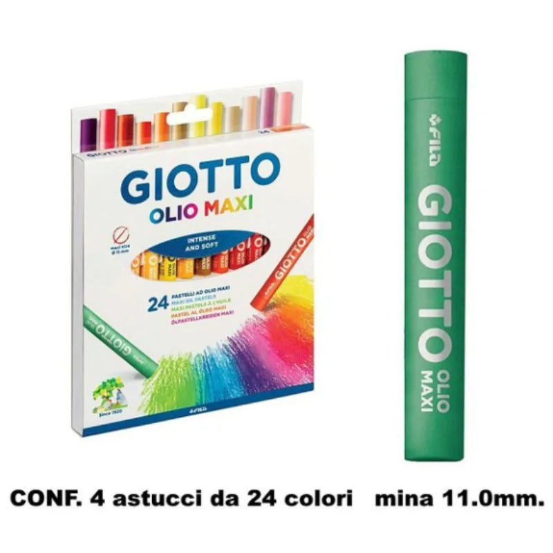 GIOTTO OLIO MAXI Pastelli a Olio Jumbo Set 12/24 Colori, Texture Morbida, Colori Vivaci, Materiali Artistici per Bambini, Scuola, Disegno, Pittura, Hobby Creativo