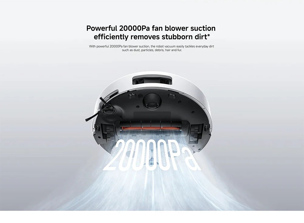 Versione Globale Xiaomi Robot Vacuum 5 Potenza Nominale 55W Capacità Nominale 4800mAh Controllo tramite APP Controllo Vocale Intelligente Aspirazione 20000Pa Aspirapolvere con Mop Estensibile e Spazzola Laterale Sistema di A