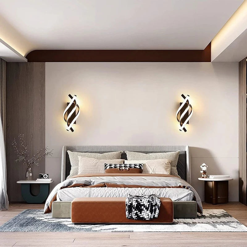 Lampada da parete moderna a LED Linea domestica Decorazione Lampada da parete Soggiorno Sfondo Muro Camera da letto Testiera Illuminazione bianca nera Lustro