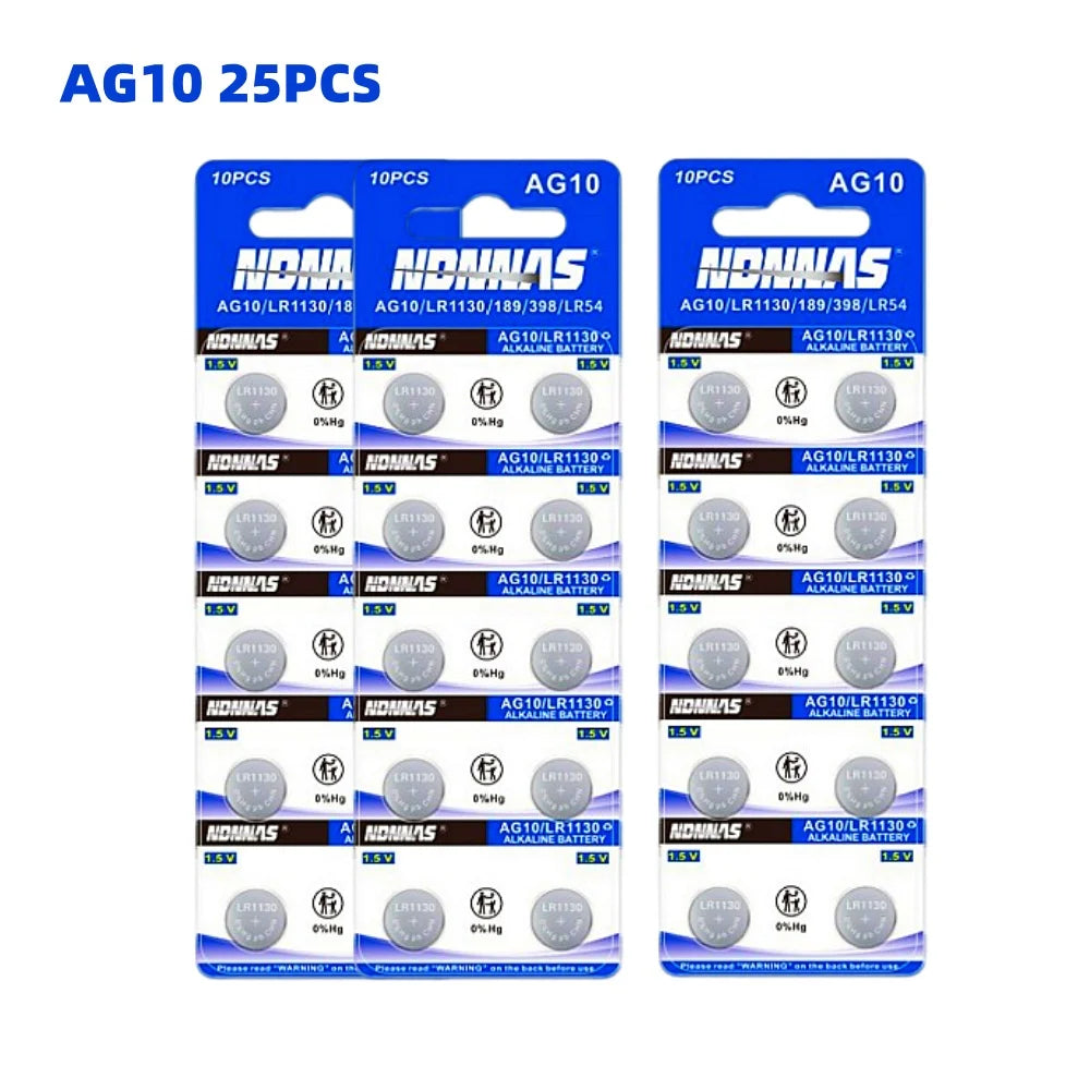 Batteria a bottone AG10 LR1130 LR 1130 SR1130 389A LR54 L1131 per batterie alcaline, orologi, apparecchi acustici, torce, calendari, giocattoli 1.55V