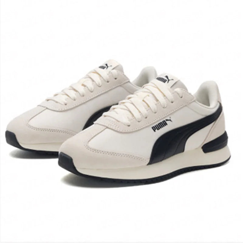 PUMA Sneakers casual antiscivolo leggere con cuciture in pelle scamosciata retrò bianco sporco e nero 399250-01