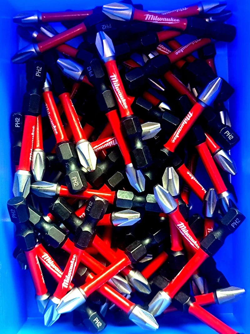 Punte per Trapano a Impatto Milwaukee Shockwave PH2, Serie di Punte per Avvitatore da 25mm/50mm/90mm