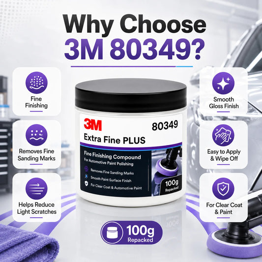 Composto Lucidante Professionale 3M 80349 Extra Fine Plus per Vernice Auto, Rimozione Graffi Sottili, Dettagliatura Finitura Trasparente, 100g Riconfezionato