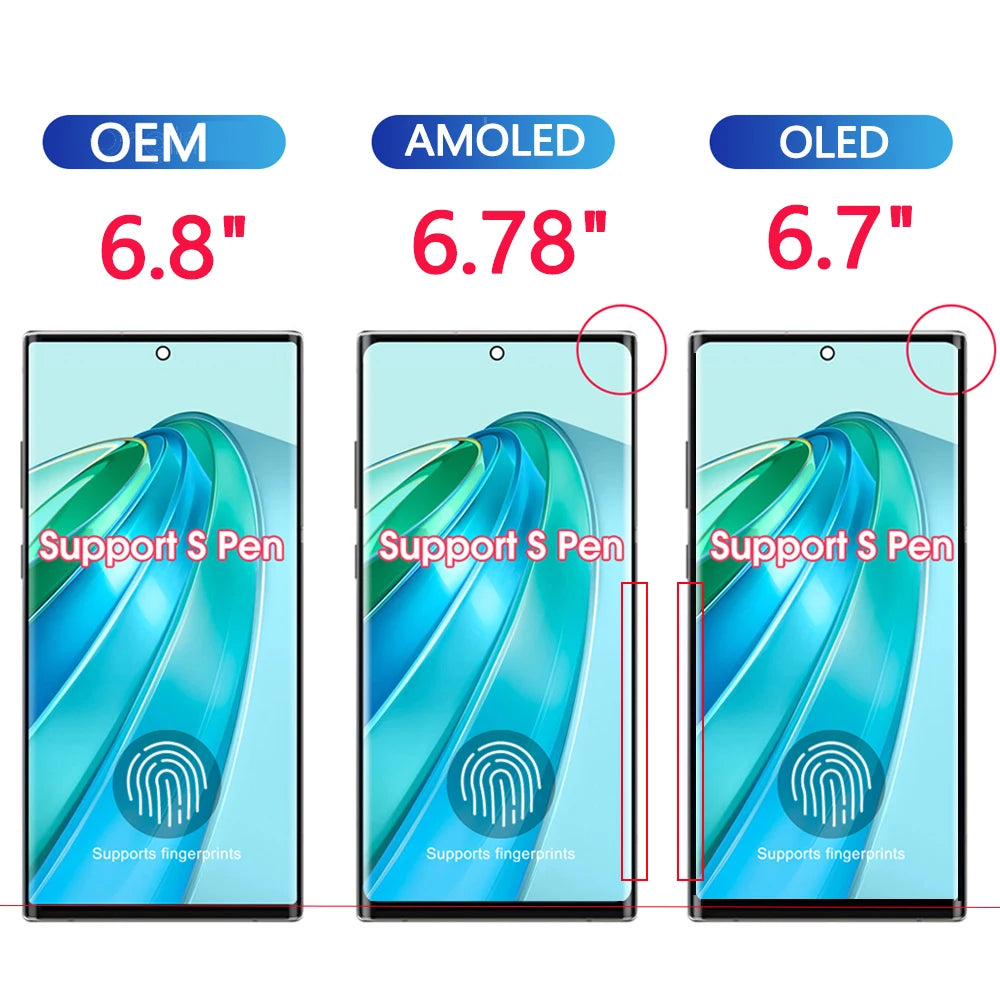 Display LCD Super AMOLED da 6,8 Pollici per Samsung Galaxy S23 Ultra S918, Schermo Touch con Digitalizzatore, Supporto per Impronte Digitali e S-Pen