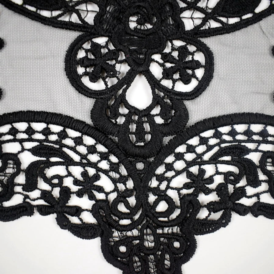 Applique in Pizzo per Abiti, Accessori Decorativi per Costumi, Colletti Fai-da-Te, Bordi per Cucito, Bianco e Nero