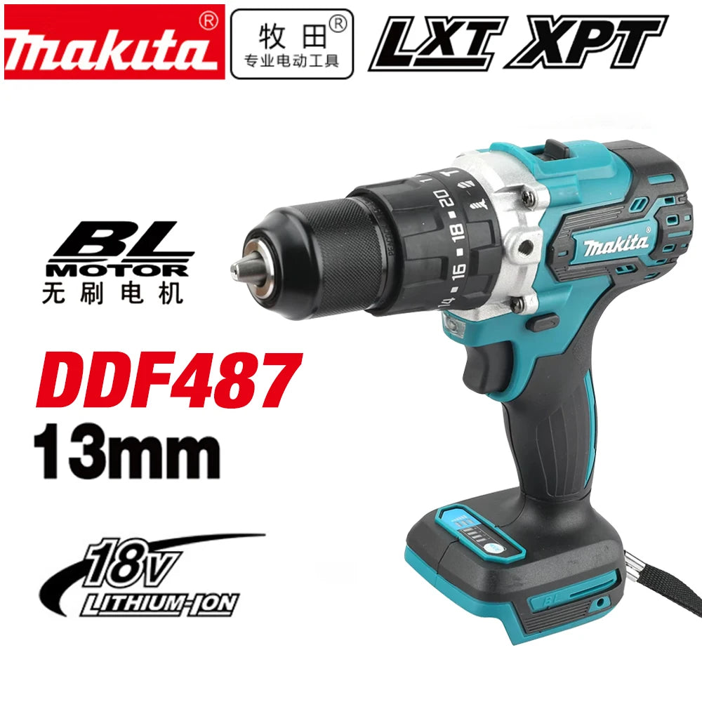 Makita Originale. Trapano Avvitatore a Batteria DDF487 Senza Spazzole, Cacciavite Elettrico a Impatto Ricaricabile, Utensile Elettrico 18V