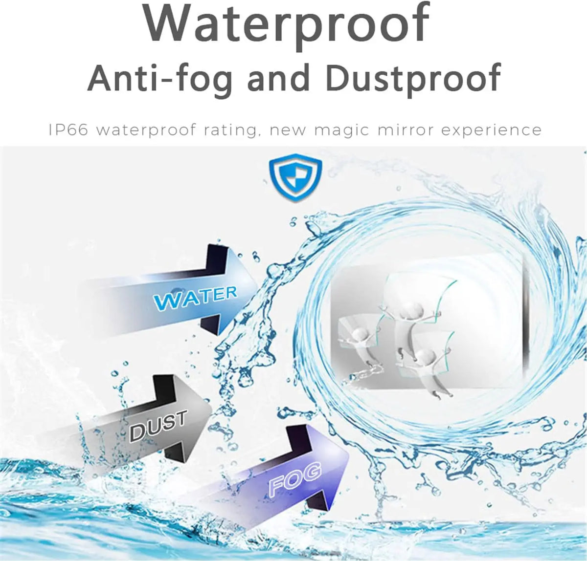 Souria Specchio Intelligente da 32 Pollici con Televisore Impermeabile per Bagno d'Hotel, Design di Lusso, Android, Sintonizzatore TV ATSC DVT-T, T2, C DTV