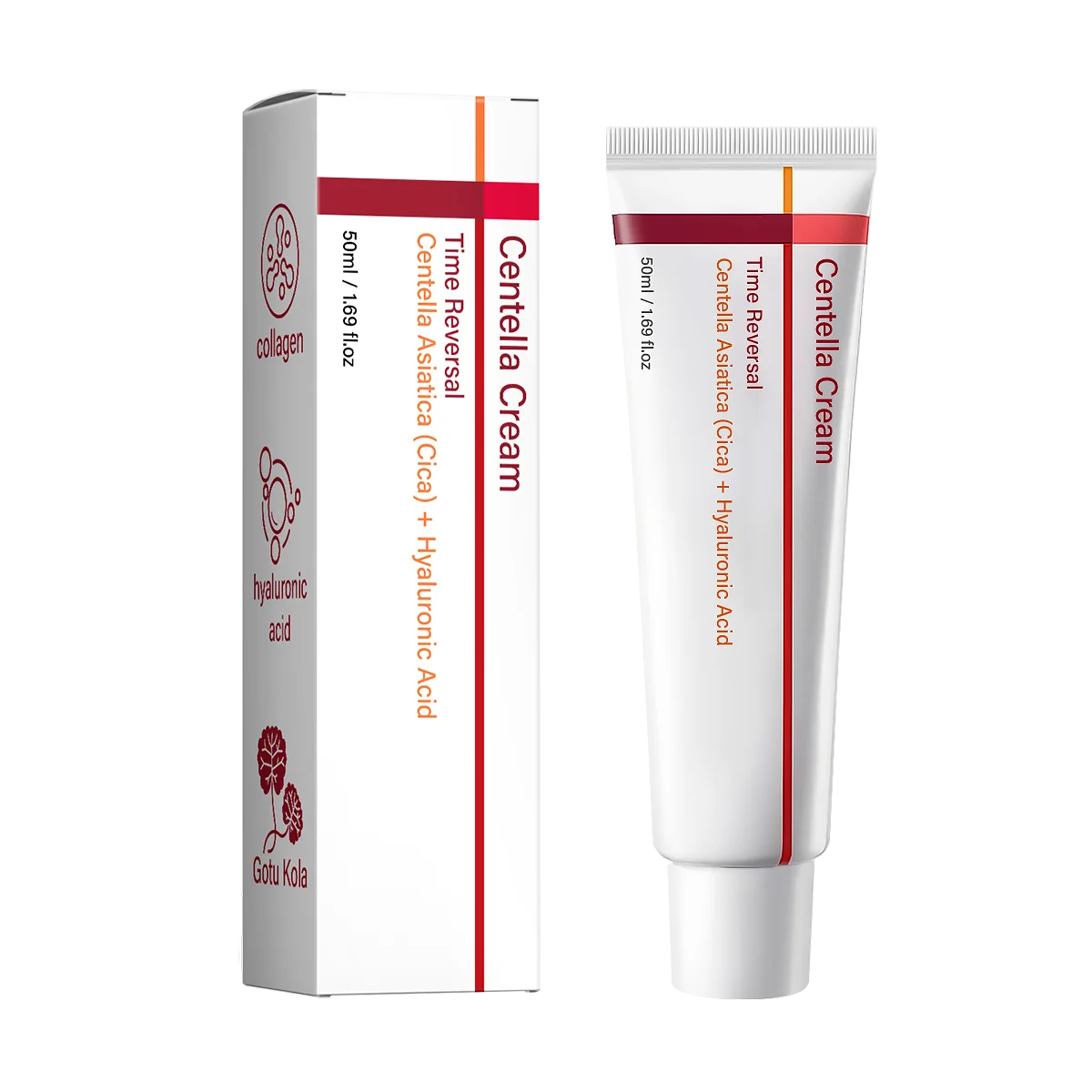 Crema Viso al Collagene e Centella, Idratante con Acido Ialuronico, Leggera, per una Pelle Liscia, Morbida ed Elastica, Nutriente e Illuminante