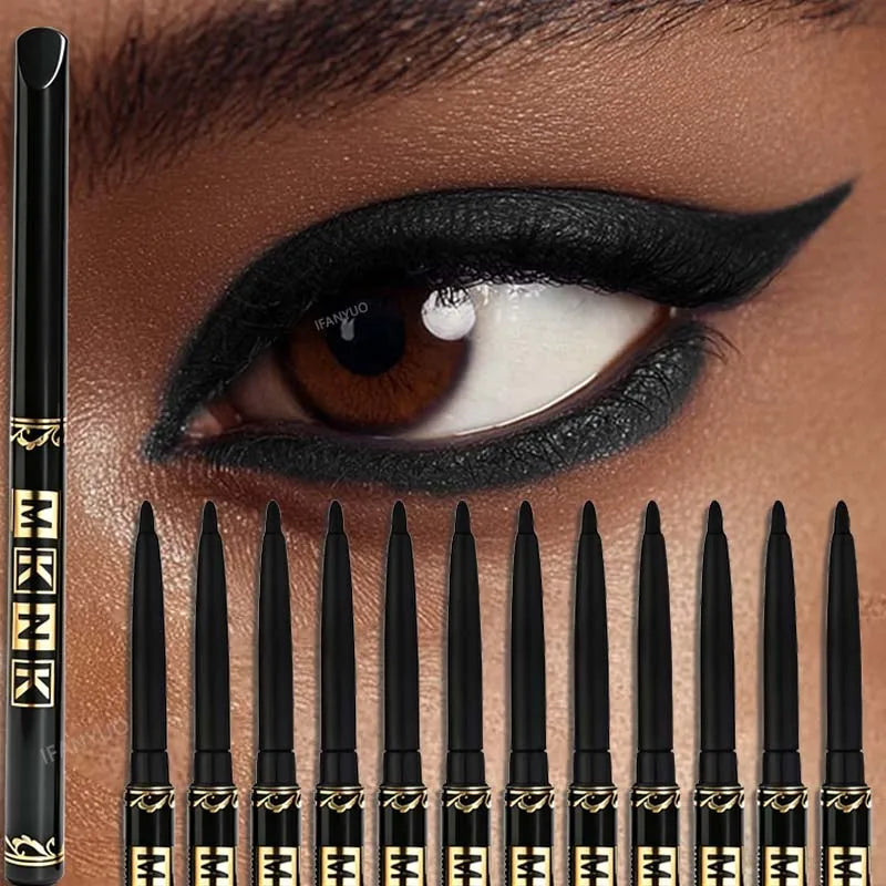 1-12 Pezzi Matita Eyeliner Nera Impermeabile, Anti-sbavatura, Applicazione Facile con Rotazione, Gel Occhi per Trucco Occhi Audace Stile Punk Adatto ai Principianti