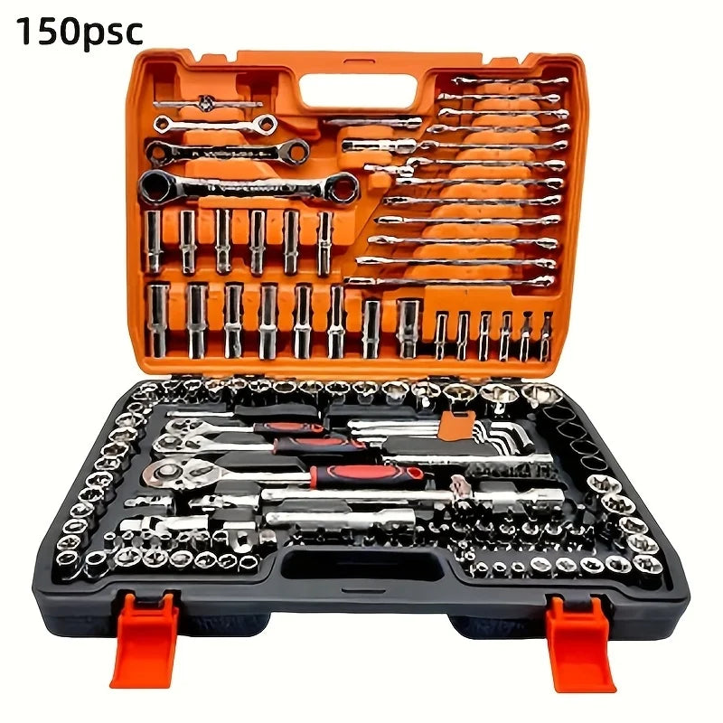 Set di chiavi a bussola SAE per carichi pesanti da 53/150 pezzi, kit di attrezzi per meccanica professionale - Strumenti di riparazione di emergenza per garage e strada