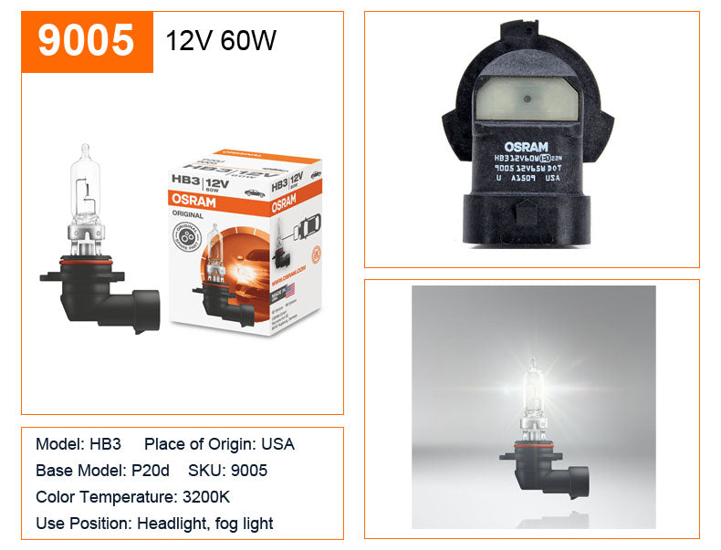 OSRAM 10 pz H4 H7 H11 HB3 HB4 Lampada Originale 3200 K Luce Frontale H8 H9 H16 9005 9006 Lampade Auto Lampadine Alogene Made in Germany USA