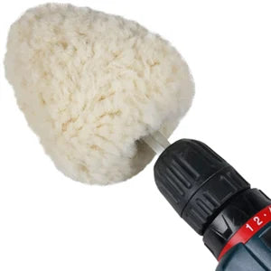 SPTA 1PC Sfera Lucidante in Lana Naturale da 4 Pollici (100mm) con Gambo Esagonale per Trapano Elettrico, Lucidatrice, Taglio, Riparazione Carrozzeria, Tampone Lucidante