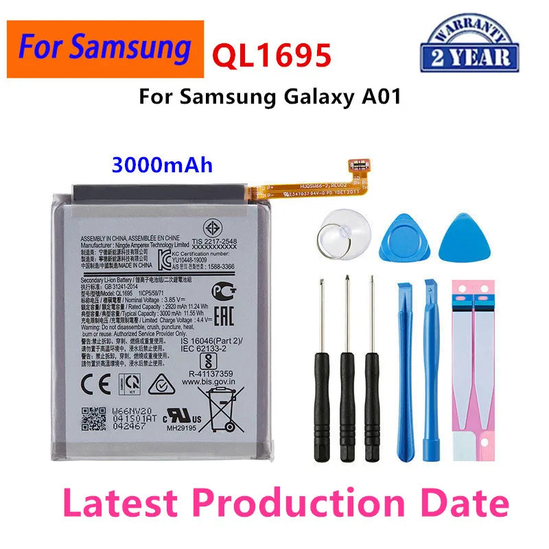 Nuovissima batteria di ricambio QL1695 3000mAh per batterie per telefoni cellulari Samsung Galaxy A01 + strumenti
