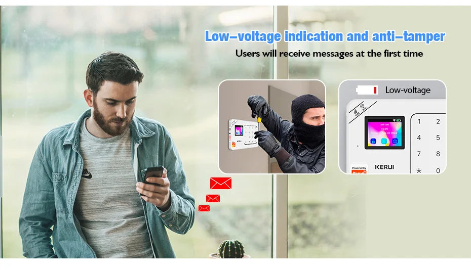 Kit Sistema di Allarme Domestico WIFI GSM KERUI Compatibile con Tuya, Allarme Antifurto Supporta Alexa Google, Sicurezza Wireless per Casa 433MHz