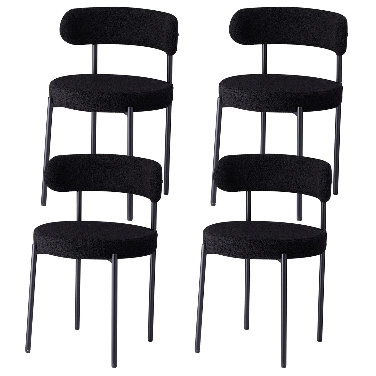 EGOONM Set di 2/4/6 Sedie da Pranzo in Stile Nordico, Sedie Imbottite in Velluto Teddy per Cucina e Sala da Pranzo