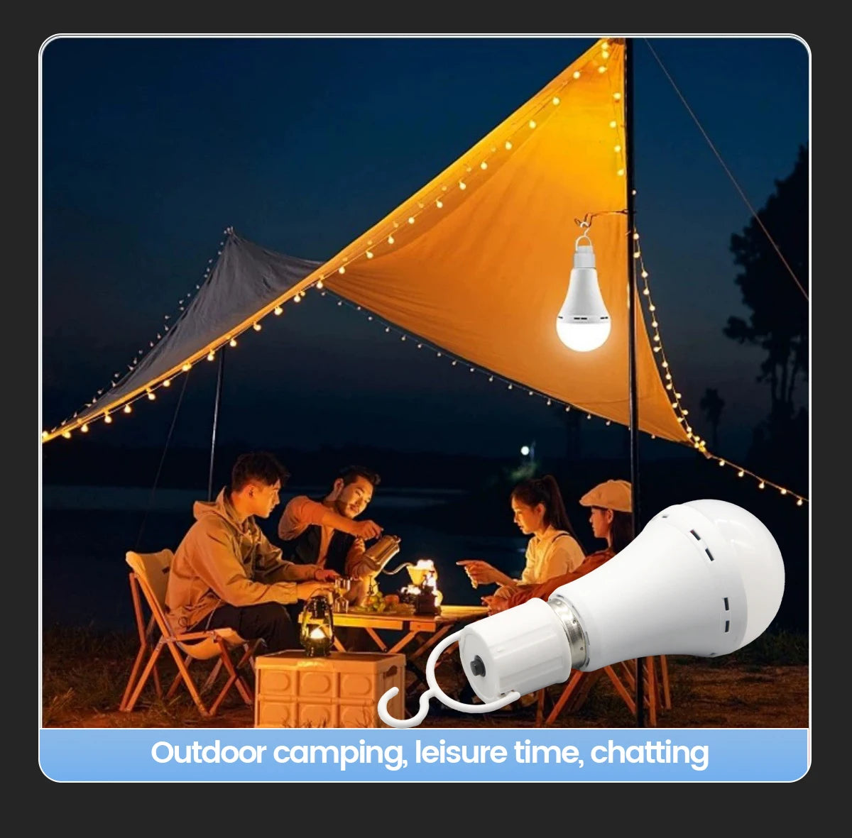 Lampadina LED ricaricabile E27 7W 1500mAh 220V 110V Lampadina di emergenza per alimentazione domestica Lampada da giardino per portico da campeggio in guasto all'aperto