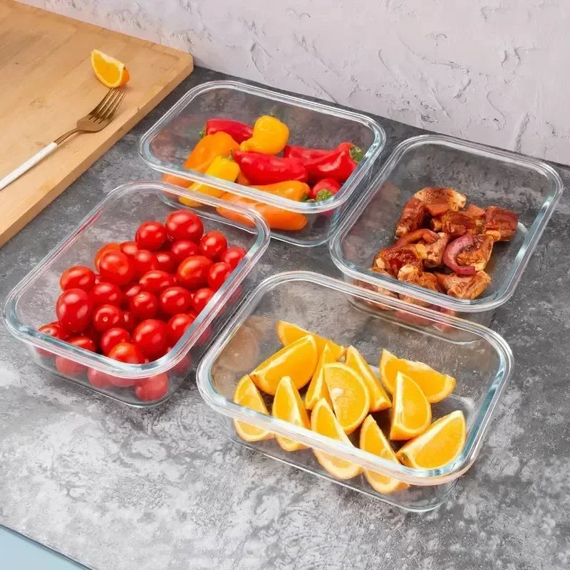 Set di 12+4 Contenitori in Vetro per Alimenti con Coperchi Ermetici, Contenitori Impilabili a Prova di Perdite per Preparazione Pasti, Scatole in Vetro Sicure per Frutta, Verdura, Cibi Cotti, Organizzazione Dispensa