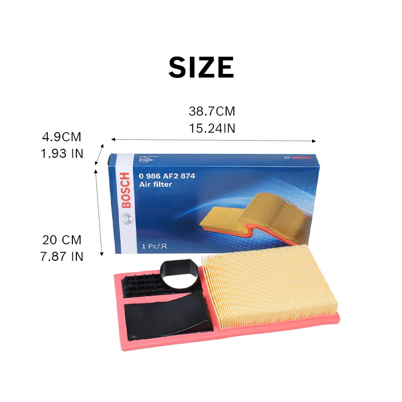Filtro aria motore Bosch AF2874 adatto per Audi A1 A3, per VW Lavida Bora Sagitar Golf POLO Caddy Jetta, per Skoda Octavia