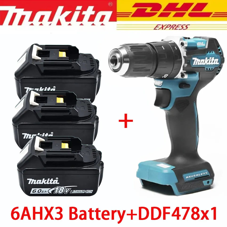 Trapano Elettrico Brushless Makita 18V DDF487, Adatto per Trapano a Percussione a Cinque Corde per Uso di Squadre di Decoratori