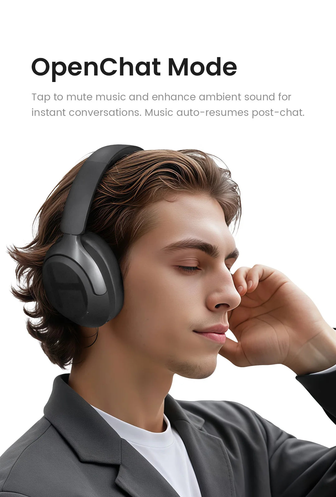 HAYLOU S40 ANC Cuffie wireless Bluetooth 6.0 Audio ad alta risoluzione Cuffie over Ear Auricolari ibridi con cancellazione attiva del rumore da 50 dB