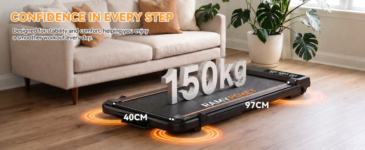 Ramypoket Tapis Roulant Pieghevole con Inclinazione 15%, Tapis Roulant 12Km/H, App/LED, Tapis Roulant da Ufficio, Carico Massimo 150kg