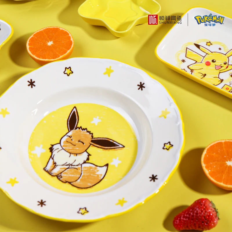 Set di Stoviglie in Ceramica Pokemon SHUNXIANG, Ciotole e Piatti con Motivi Cartoon, Set per Cena, Insalata e Pasta, Adatti al Microonde