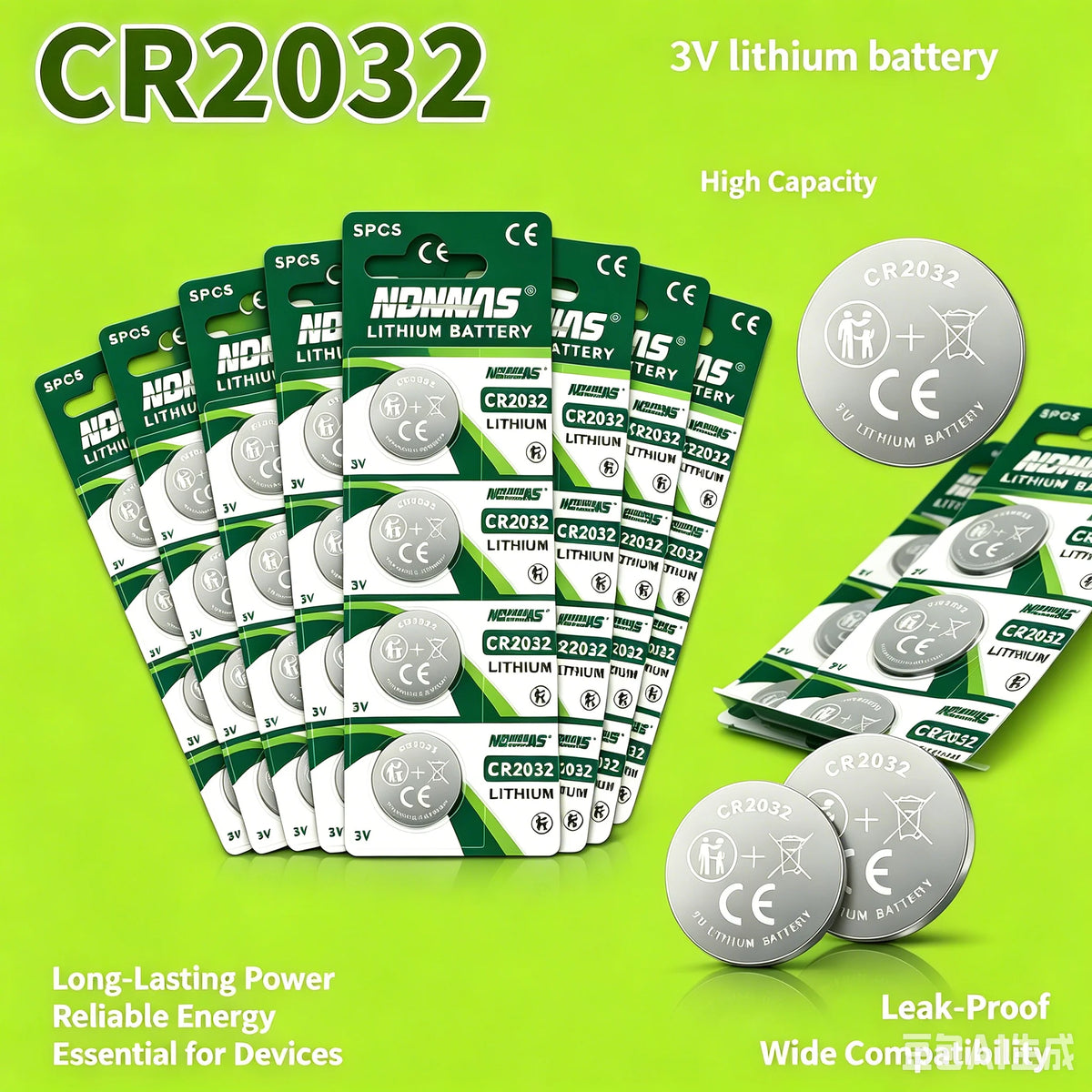 Batterie al litio CR2032 da 3V (5-80 pezzi) per giocattoli, calcolatrici, telecomandi auto, orologi da polso - Batterie a bottone CR2032