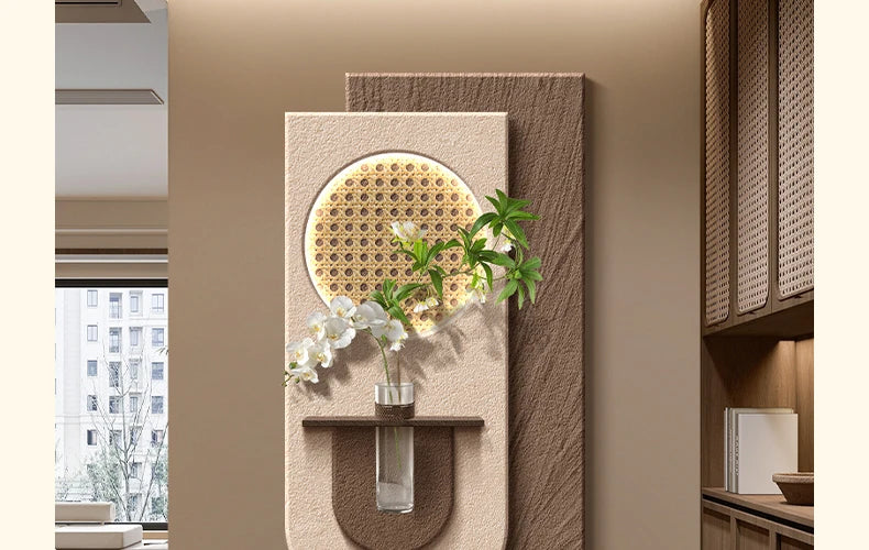 Decorazioni per l'ingresso Lampade da parete a LED Pianta verde Corridoio Corridoio Moderno dipinto sospeso Luci murali per vasi da soggiorno di fascia alta