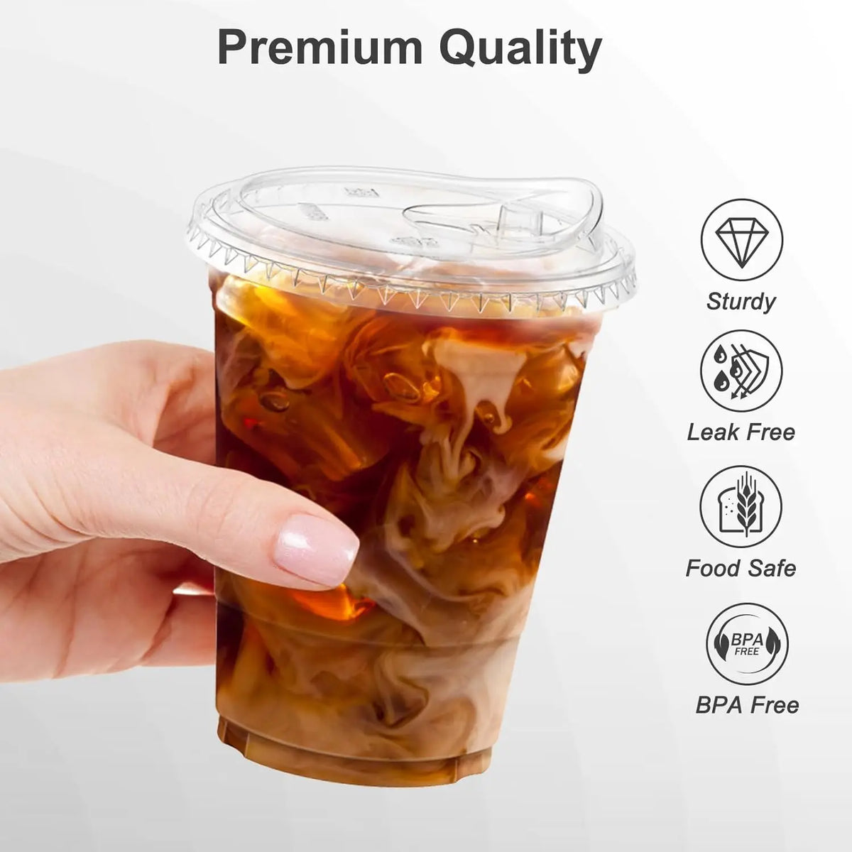 Bicchieri in Plastica Trasparente da 16oz/20oz con Coperchi, Robusti Bicchieri per Caffè Freddo con Coperchi a Beccuccio, Bicchieri Monouso in Plastica per Frullati e Bevande Fredde