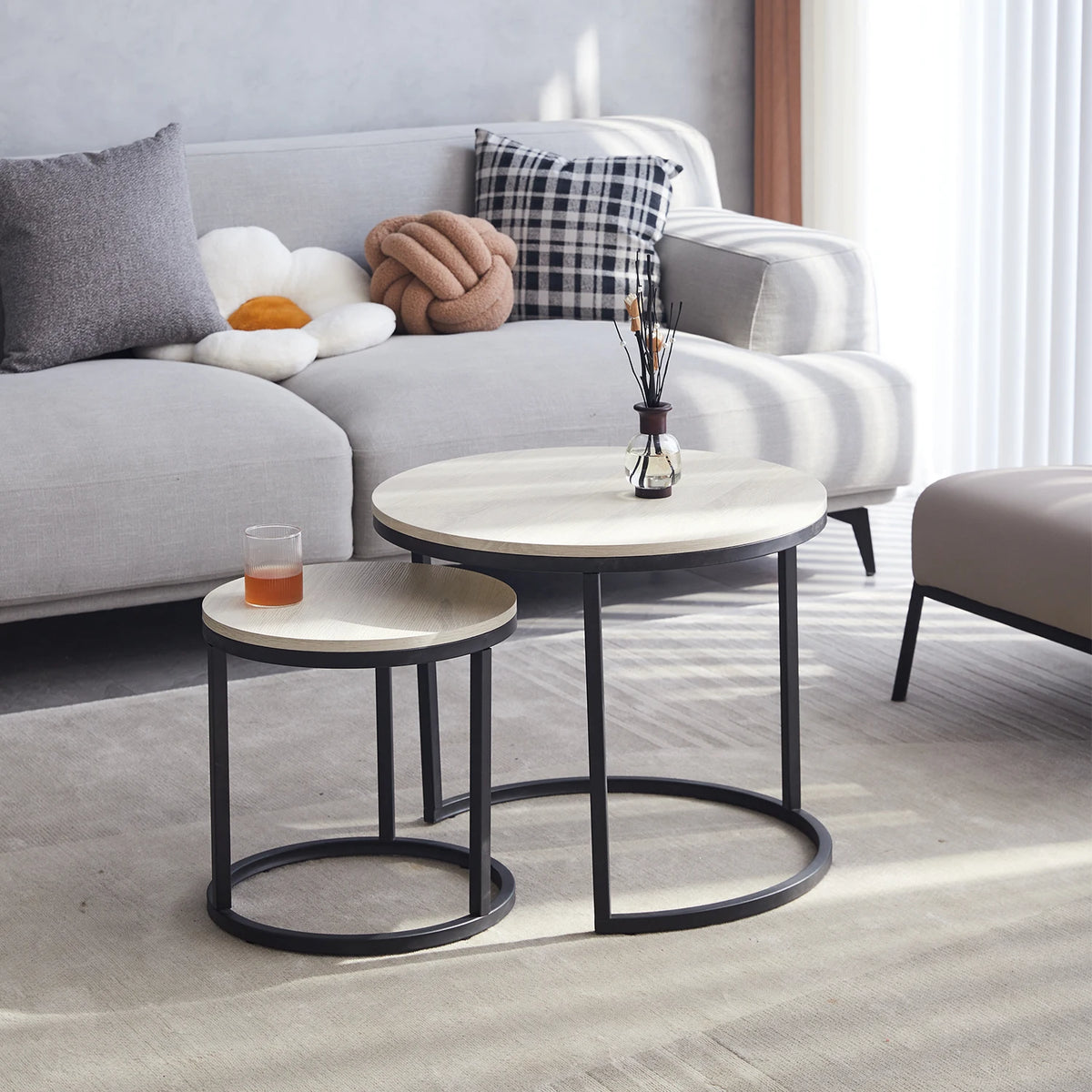 2 pezzi tavolino nordico 2 in 1 combinazione rotonda tavolo da tè per ufficio moderno e minimalista divano per la casa Ins tavolino soggiorno