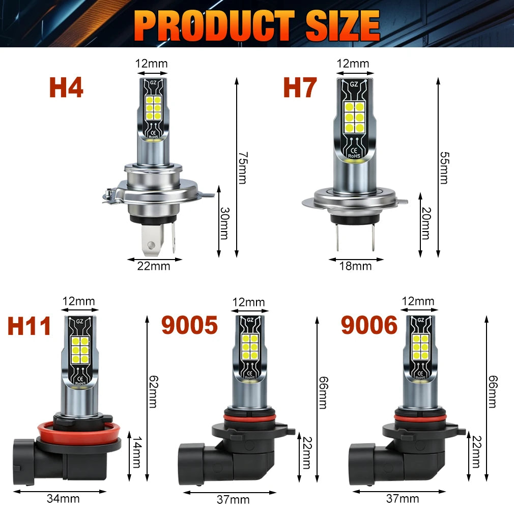 Fari Fendinebbia LED XSTORM H11 Canbus H4 H7 9005 9006, Luci LED per Auto 80W 30000LM HB3 HB4, Lampadine LED 6000k Luce Bianca