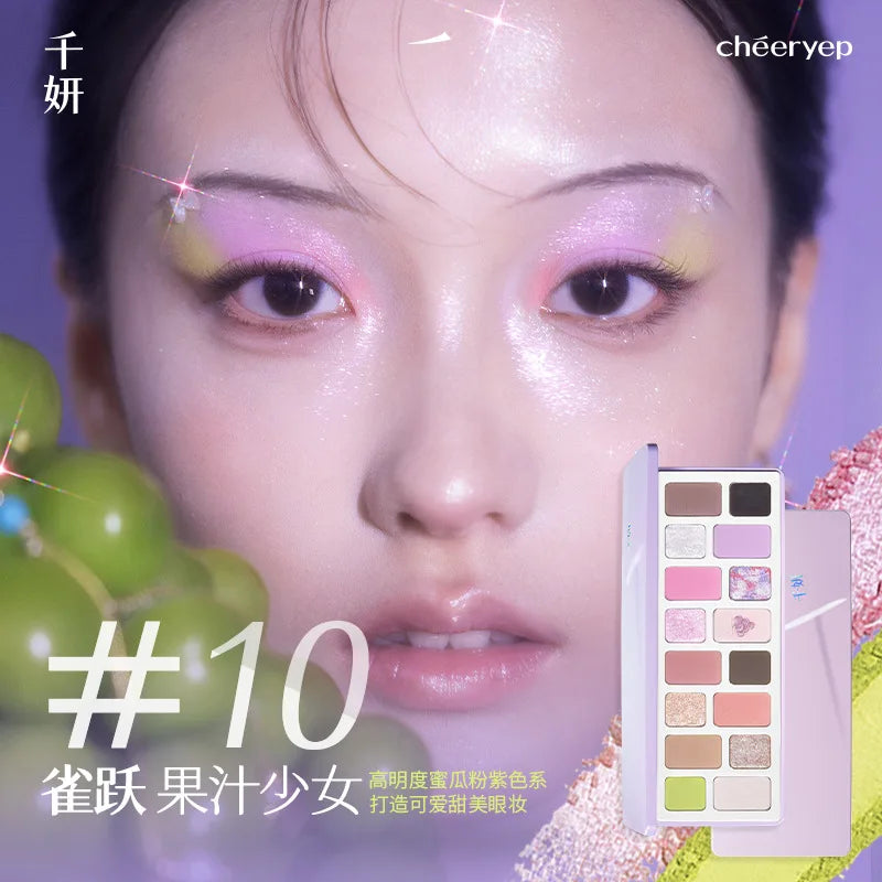 Qianyan Cheeryep Nuova Palette Ombretti 16 Colori Qianyan Glitter Camaleonte Opaco Perlescente Flash Plate Qian Yan Cowherd Sequins
