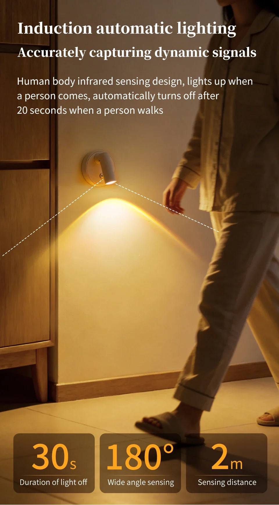 Lampada da Parete LED con Sensore di Movimento, Interruttore Touch, Luce Notturna, Faretto Magnetico Wireless Dimmerabile per Camera da Letto, Armadio, Scale, Decorazione