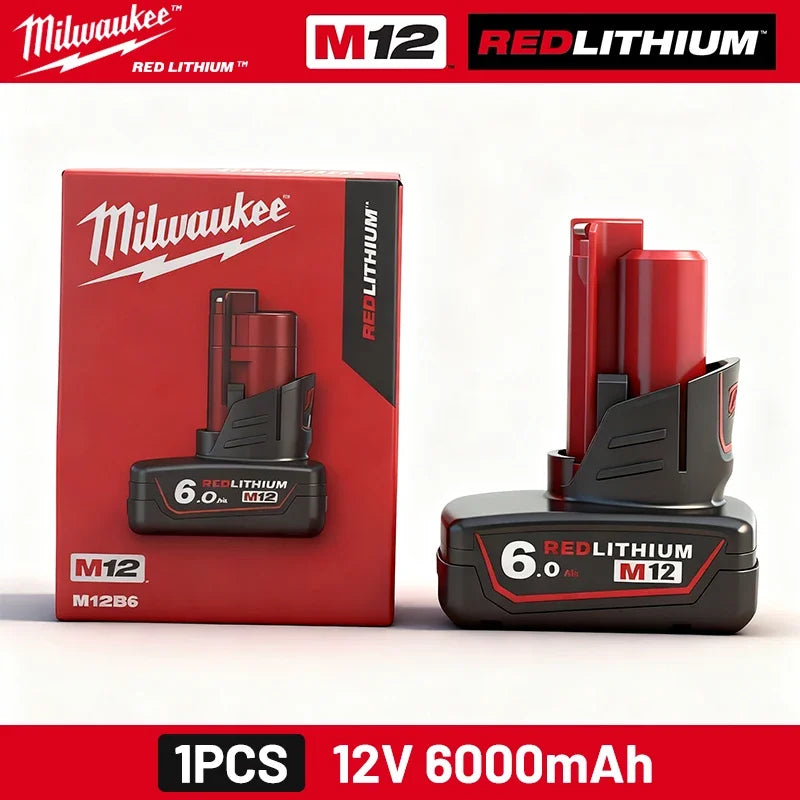 Batteria originale Milwaukee M12 12V 6AH 48-11-2460, caricabatterie M12HB3 M12-18FC 48-11-2402 48-11-2411, batteria per utensili elettrici Milwaukee
