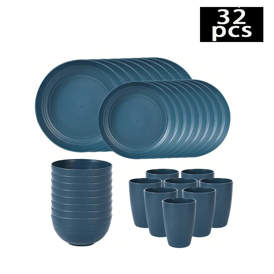 Il set da 16 pezzi / 32 pezzi include tazze, piatti e ciotole lavabili in lavastoviglie, oltre a set per la casa.