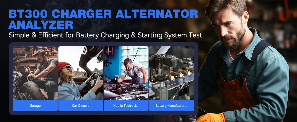 VDIAGTOOL BT300 Tester per Batterie Auto 6-12V, 5-3000 CCA per Analizzatore Batterie Auto, Camion, Moto con Test di Carica, Test di Avviamento, Test di Tensione SOH SOC, Strumento per Test del Sistema di Ricarica e Avviamento