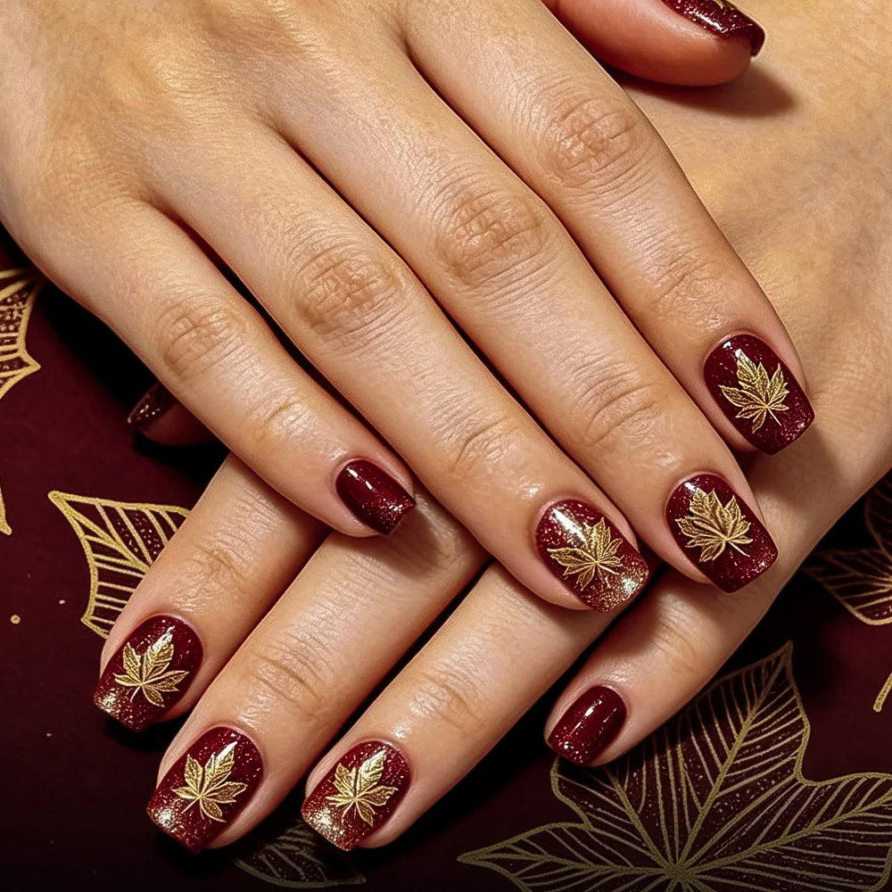 24 pezzi Stampa sulle unghie Design floreale Balletto di media lunghezza Unghie finte Moda Marrone Copertura completa Suggerimenti per manicure Set di unghie finte danneggiabili