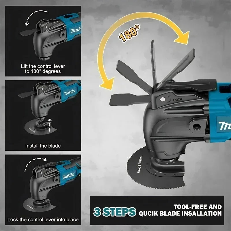 Makita 18V LXT ® Utensile multifunzione a batteria agli ioni di litio, con 6 velocità regolabili, per tagliare legno, rimuovere chiodi, stucco e levigare, ideale per ristrutturazioni domestiche.