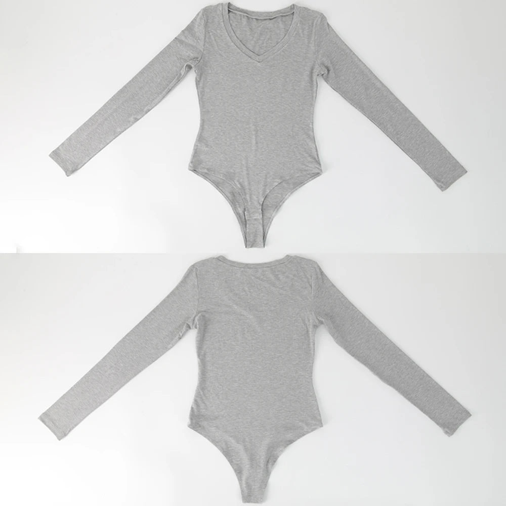 Tuta con scollo a V profondo tuta da donna a maniche lunghe Shapewear Shaper Lady Sexy uscire top abiti per il corpo vestiti caldi femminili autunno inverno
