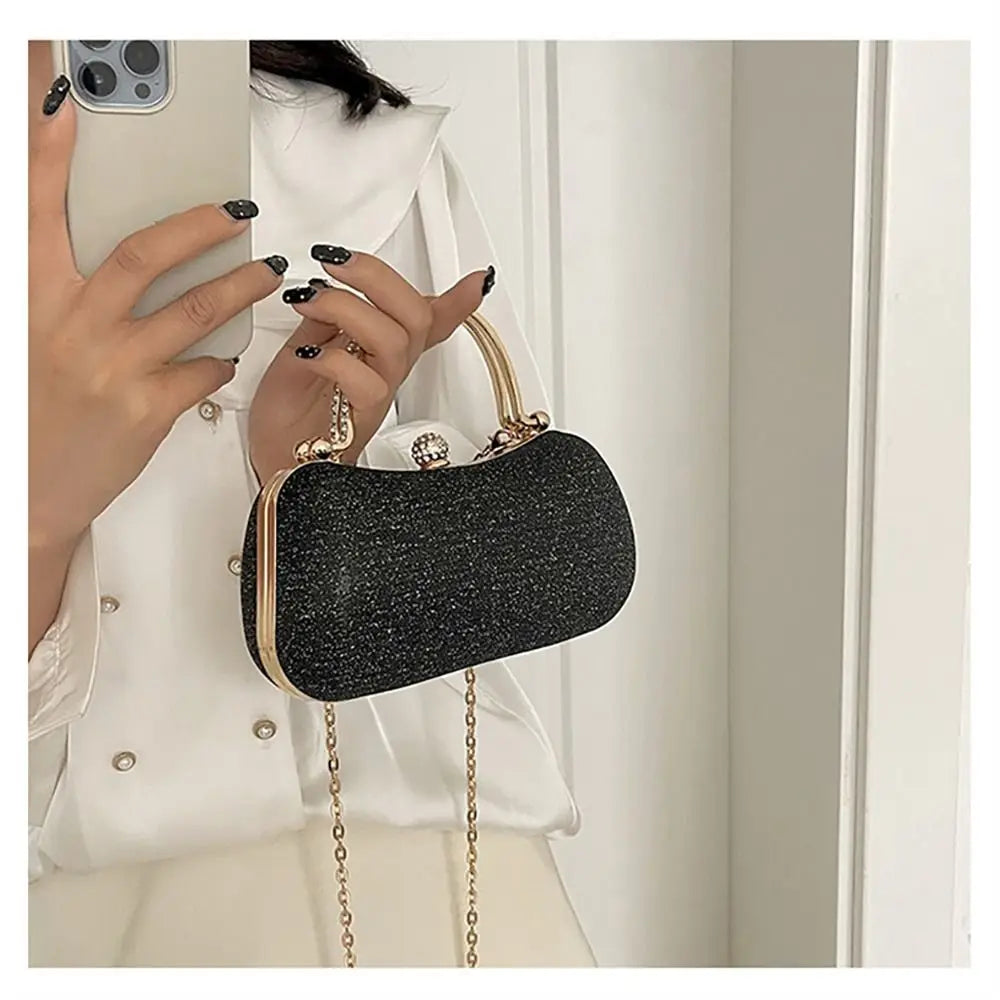 Borsa da sera da donna con perline da sposa Borsa da pranzo Borse a tracolla a catena Elegante pochette con strass Borsa da sera a forma di uovo