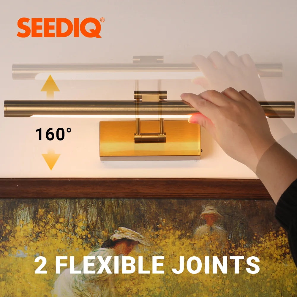 SEEDIQ Lampada da parete a LED ricaricabile in bronzo 4400mAh Batteria a lunga durata 40CM Luce per immagini wireless con telecomando per opere d'arte